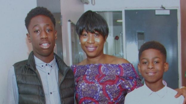 Josephine Frimpong with her son Baptista (left) and David