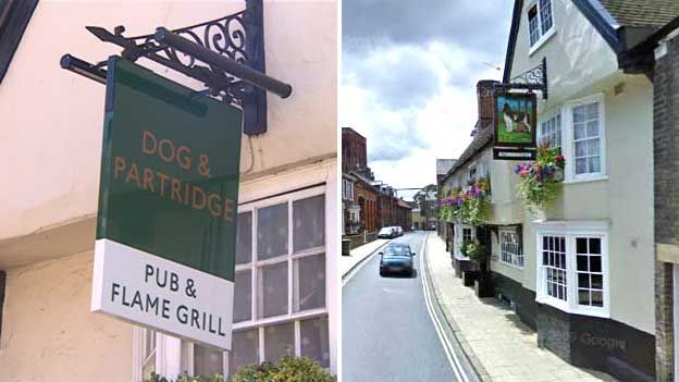 Dog & Partridge with its old and new pub signs