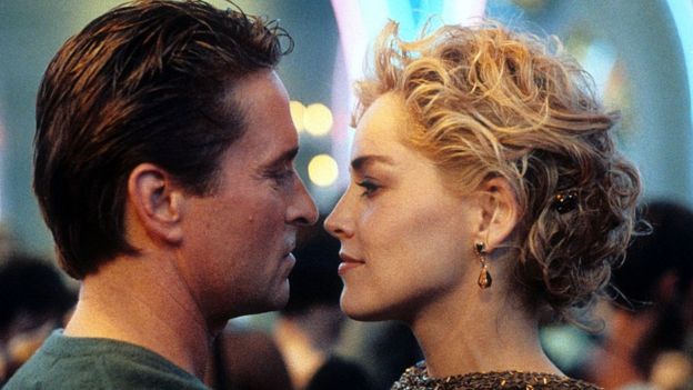 Sharon Stone y Michael Douglas en "Bajos instintos"