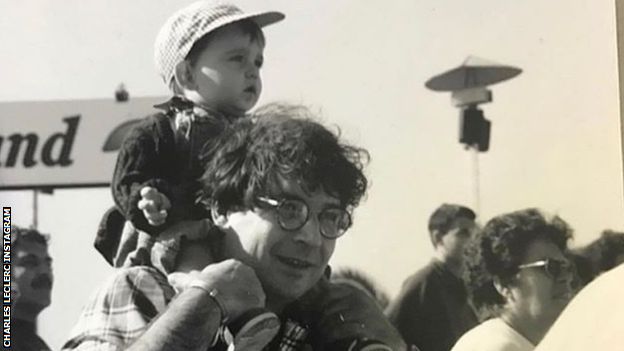 Charles Leclerc as a baby with his father Herve