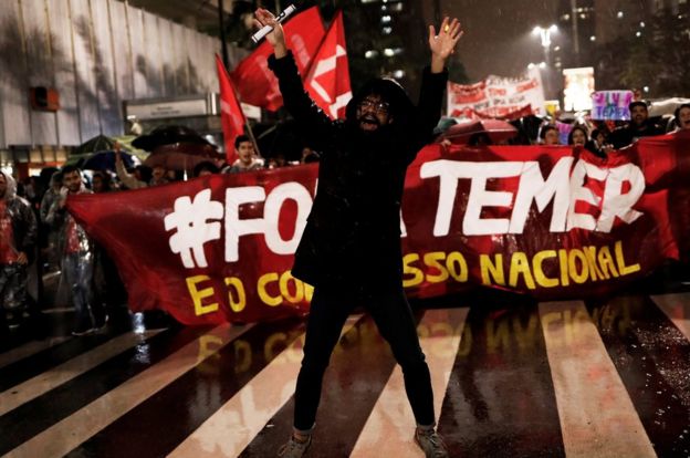 Protesta contra Temer en Sao Paulo