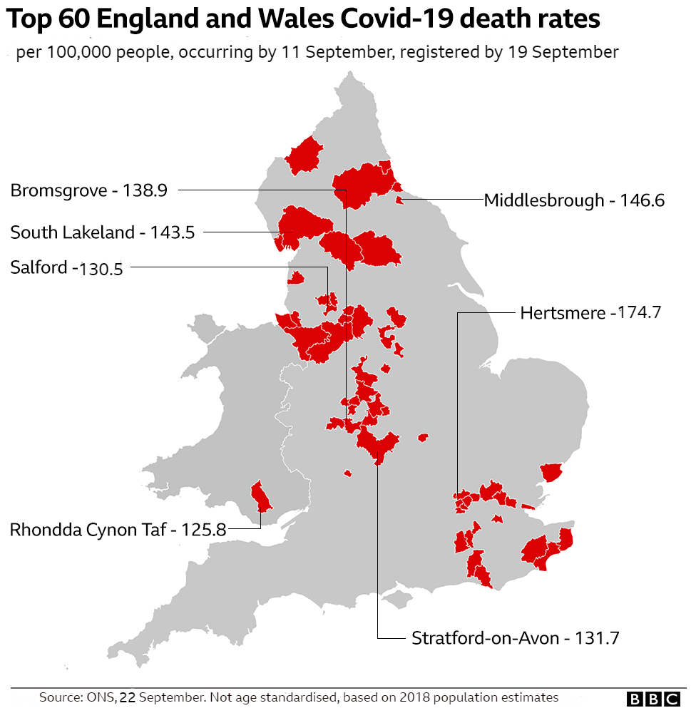 Death rates in England and Wales map