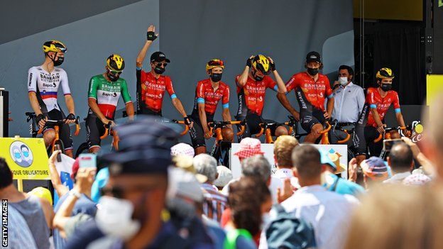 Bahrain-Victorious team prior to stage 14