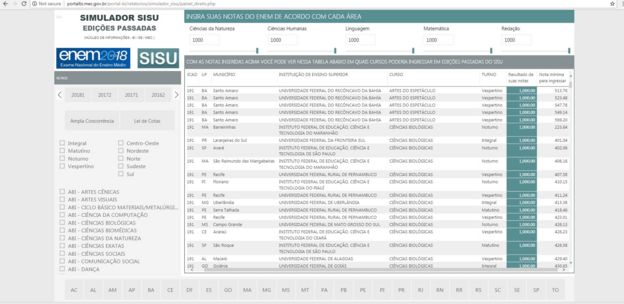 Simulador de notas Sisu