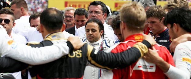 Felipe Massa takes part on the minute's silence for Jules Bianchi