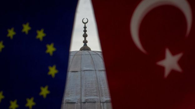 AB Bayrağı Türk bayrağı camii