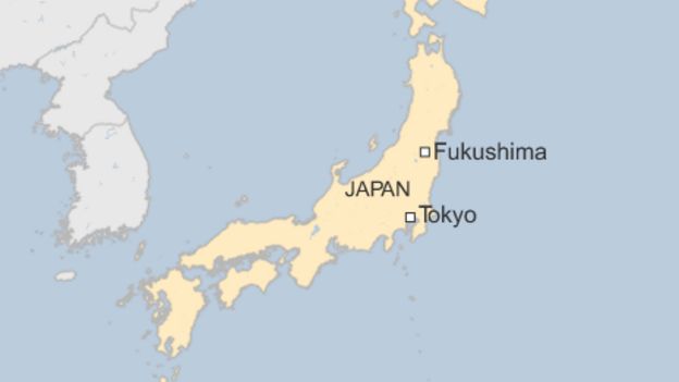 Map showing location of Fukushima
