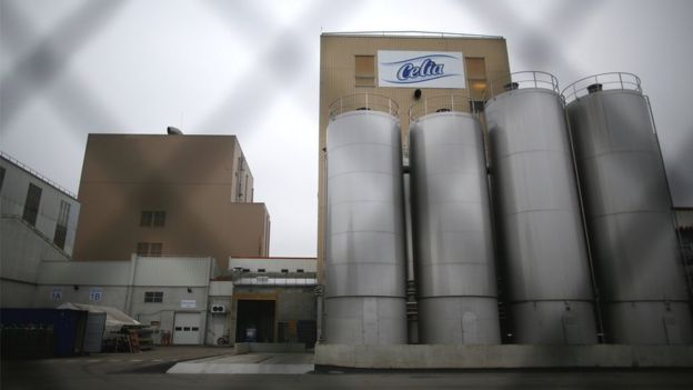 The Celia dairy company's infant milk factory, which is part of the Lactalis Group, in Craon, France, 12 January 2018