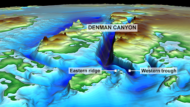 Denman Canyon (vertical exaggeration x 5)