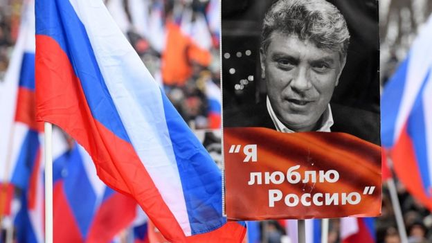 Демонстрация, портрет Немцова