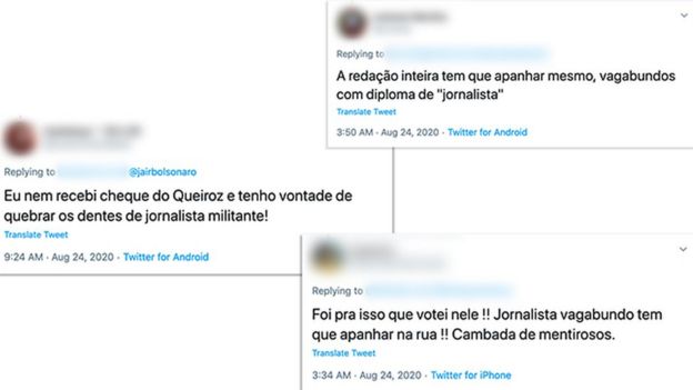 Reprodução de tuíte com ataque a jornalistas