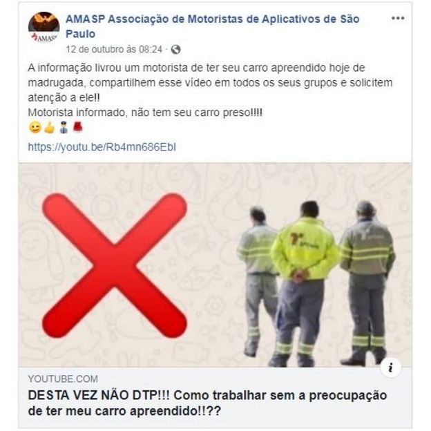 Post da Amasp no Facebook