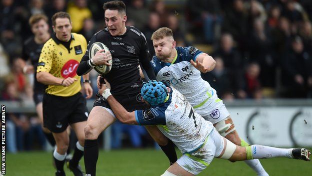 Dragons and Ospreys in action in January 2020