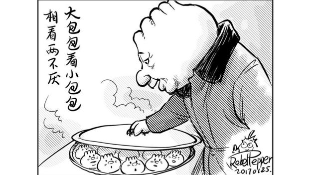 “变态辣椒”讽刺习近平到访农村的漫画