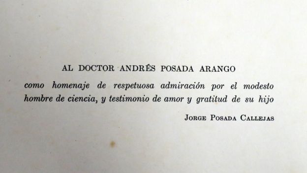 Dedicatoria de Jorge Posada Callejas a su padre.