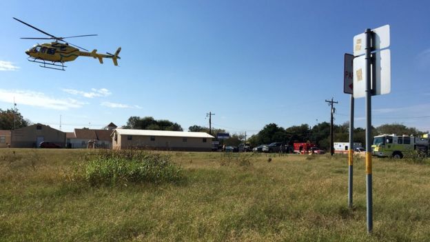 Helicóptero en la zona del ataque