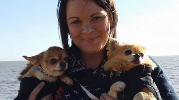 Vicky Allender with her two dogs
