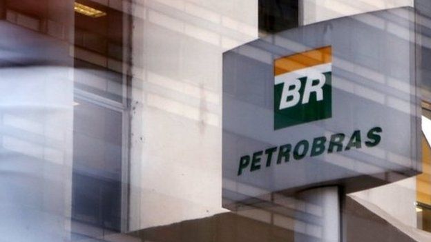 The Petrobras sign is seen outside the company's headquarters in Sao Paolo