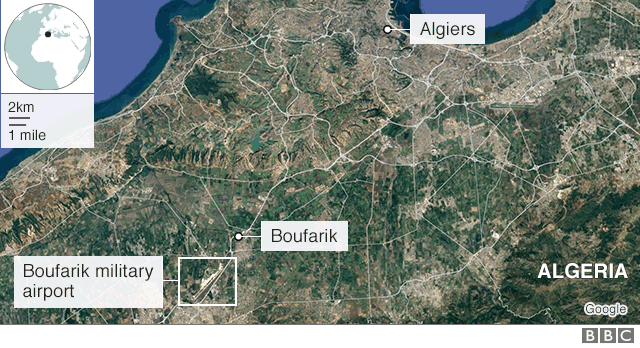 Mapof Algeria showing Boufarik near Algiers in the north