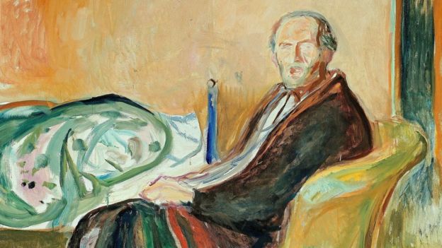 爱德华·蒙克（Edvard Munch）的《患西班牙流感后的自画像》