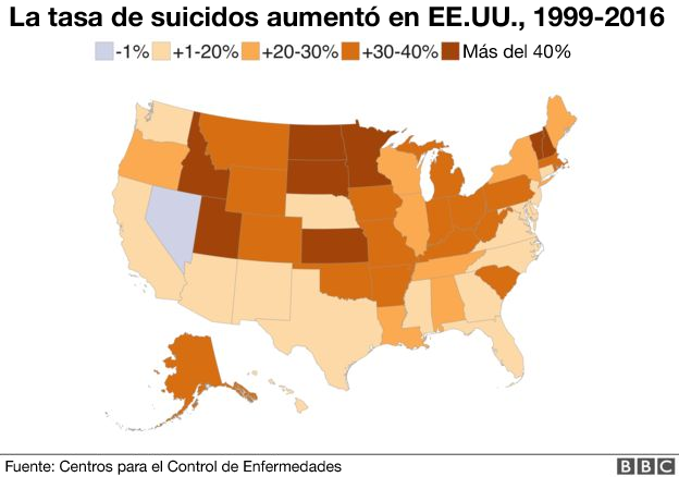 Mapa de suicidios en EEUU