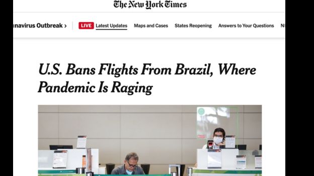 Título de reportagem do NYT