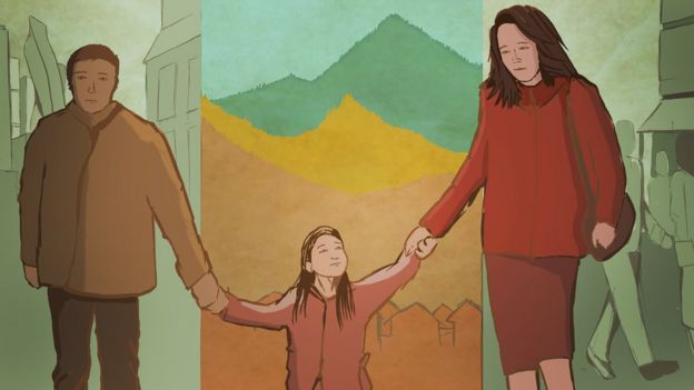 Illustration: a family walking while holding hands