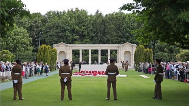 The Royal British Legion"s Service of Remembrance, at the Commonwealth War Graves Commission Cemetery, in Bayeux, France