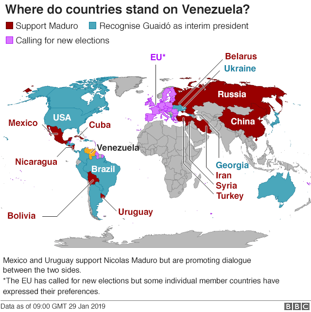 Map showing latest country's support around the world