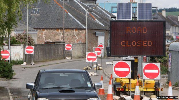 Road closed signs in Inverness