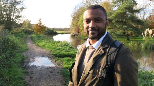 Former JLS member JB Gill walking along the River Stour in Kent