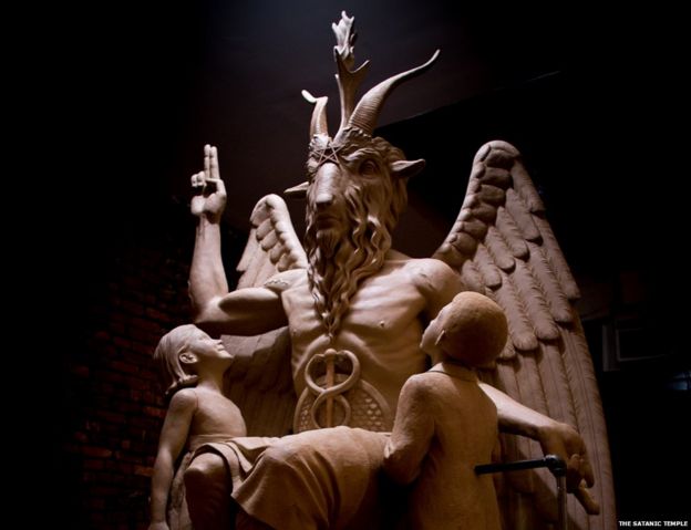 Goat Headed Satanic Statue Sparks Protests In Detroit Bbc News 