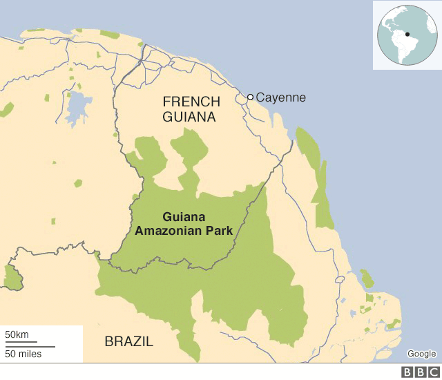The elite soldiers protecting the Amazon rainforest _106838772_french_guiana_640map-nc