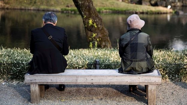 Old couple in a Japanese park