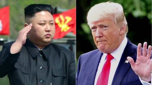 El líder de Corea del Norte, Kim Jong-un, y el presidente de Estados Unidos, Donald Trump