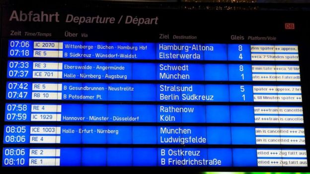 Delays displayed at a station in Berlin