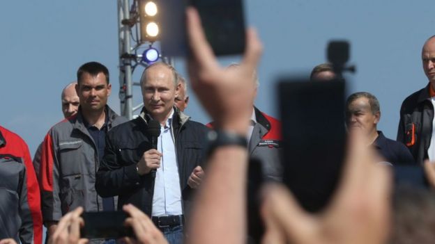 Vladimir Putin at the Kerch Strait Bridge
