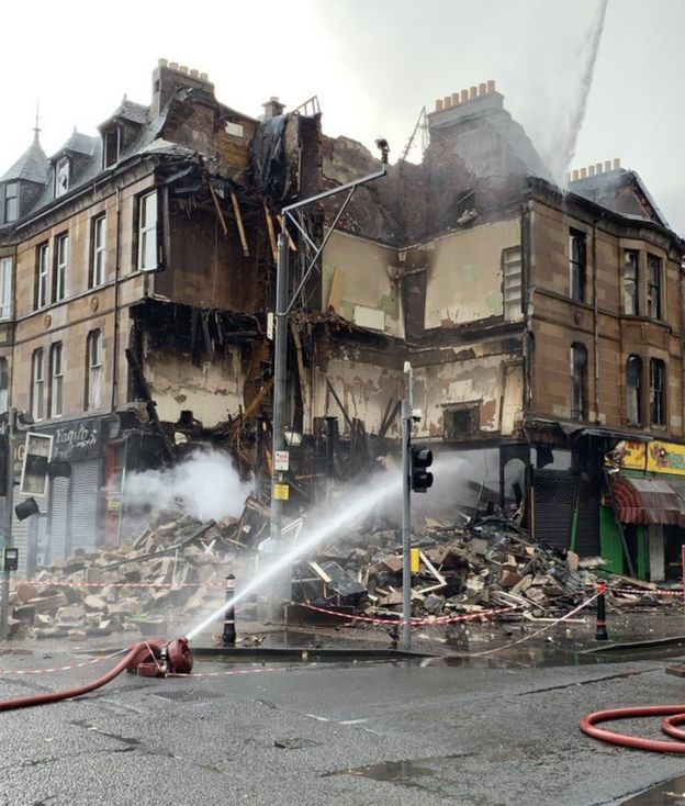 Tenement building collapses after minimarket fire in Glasgow BBC News
