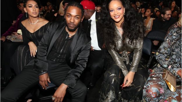 Kendrick Lamar and Rihanna at the 60th Annual GRAMMY Awards in 2018