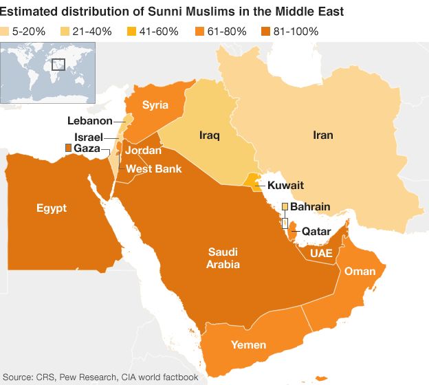 A map of Sunni populations in the Middle East