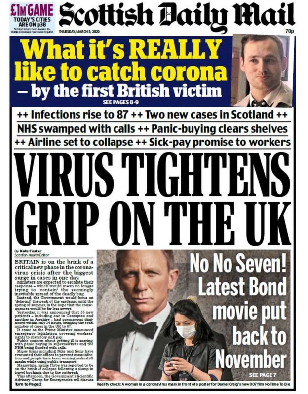 Scotland's papers Scots expert ahead of schedule with coronavirus