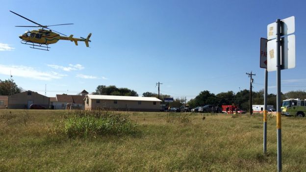 Helicóptero en el sur de Texas, tras producirse un tiroteo.