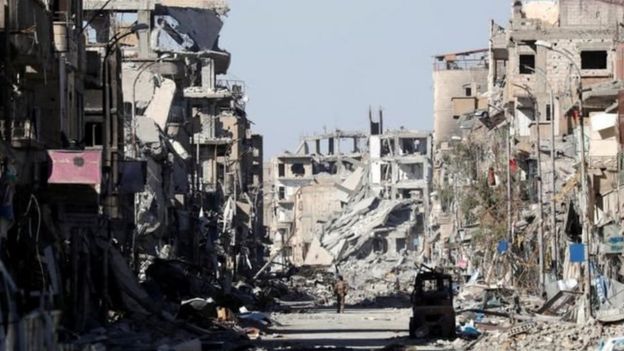 Cidade síria destruída pela guerra