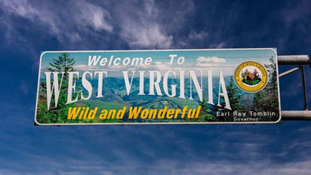 Cartel de bienvenida de Virginia Occidental.