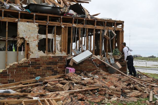 Vivienda destrozada por el huracán Harvey en Rockport, Texas, Estados Unidos.