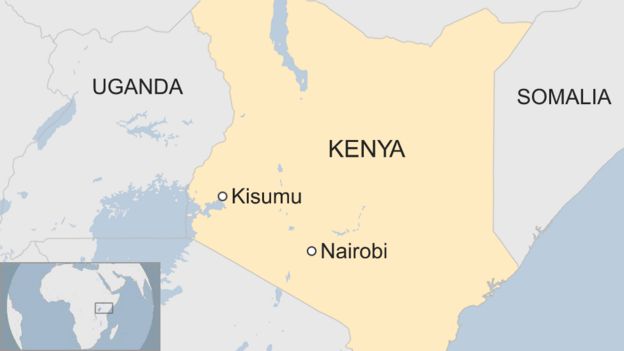 Map shows Nairobi and Kisumu in Kenya