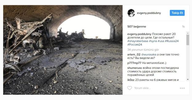 Rus bir gazetecinin paylaştığı bu karede üste hasar görmüş uçaklar görülüyor