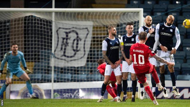 Dunfermline's Declan McManus scores the equaliser