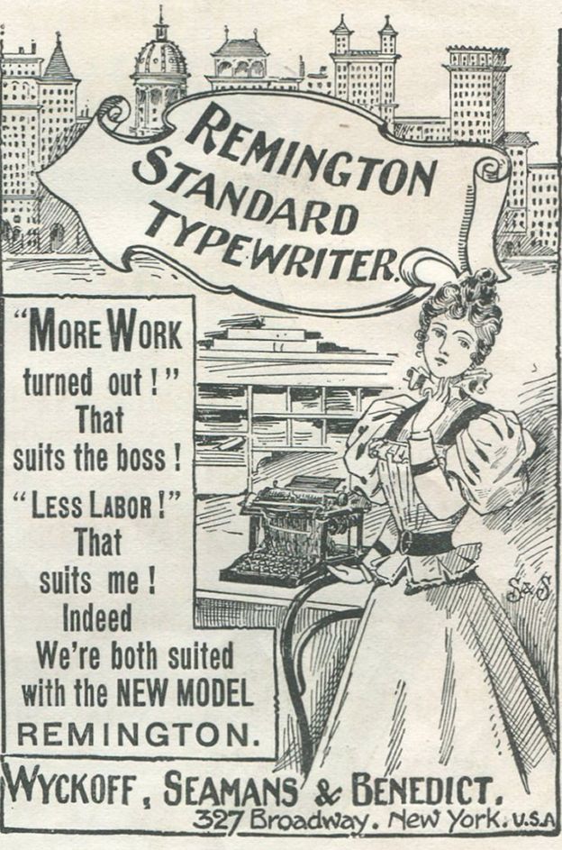 Un aviso de una máquina de escribir de la empresa Remington.
