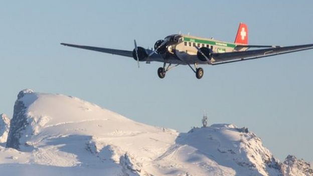 A Junker JU-52 HB-HOT in flight